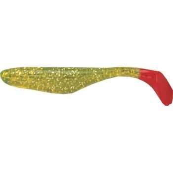 Bass AssassinTurbo Shads 4* Chartreuse Silver Glitter|Red Tai SSA25233